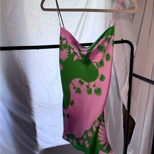 Zara Pink and Green Floral Dress